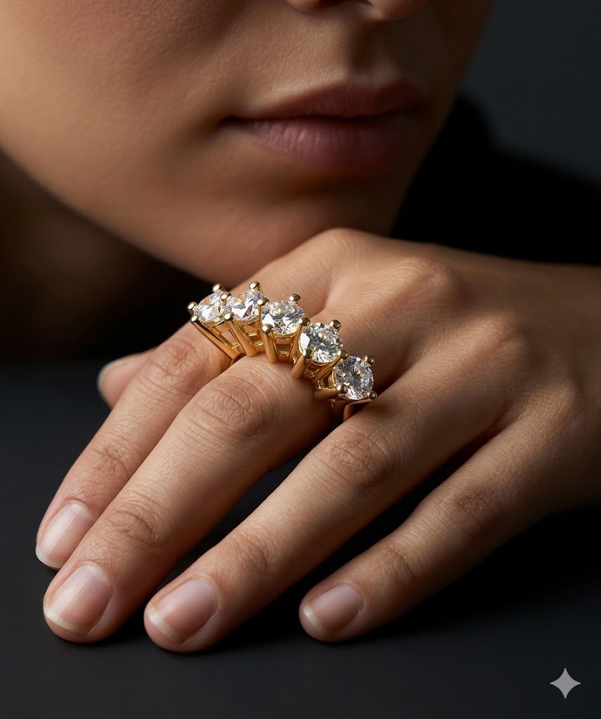 Golden Crystal Leaf Ring