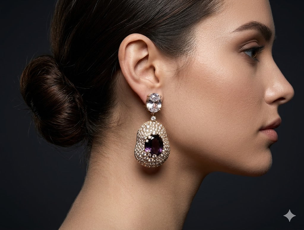 Ruby Halo Statement Earrings