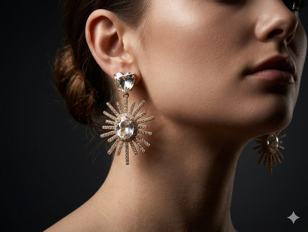 Golden Sunburst Statement Earrings