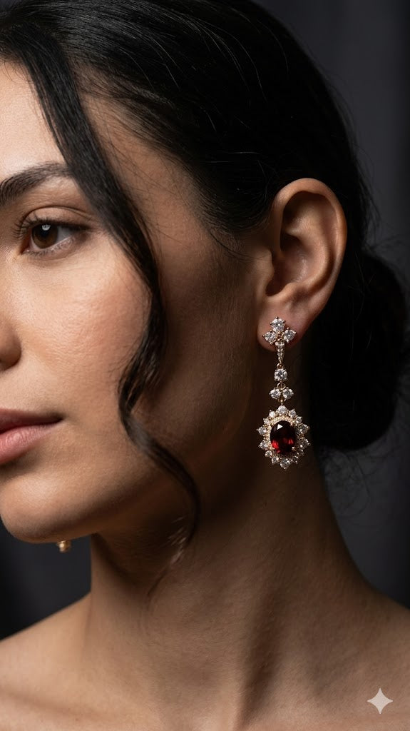 Ruby Glow Drop Earrings