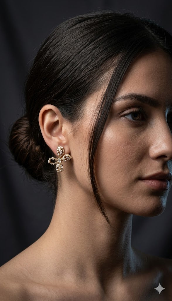 Golden Pearl Cluster Drop Earrings