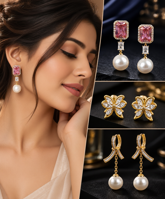 Pearl drop earrings for women in elegant and stylish jewellery designs