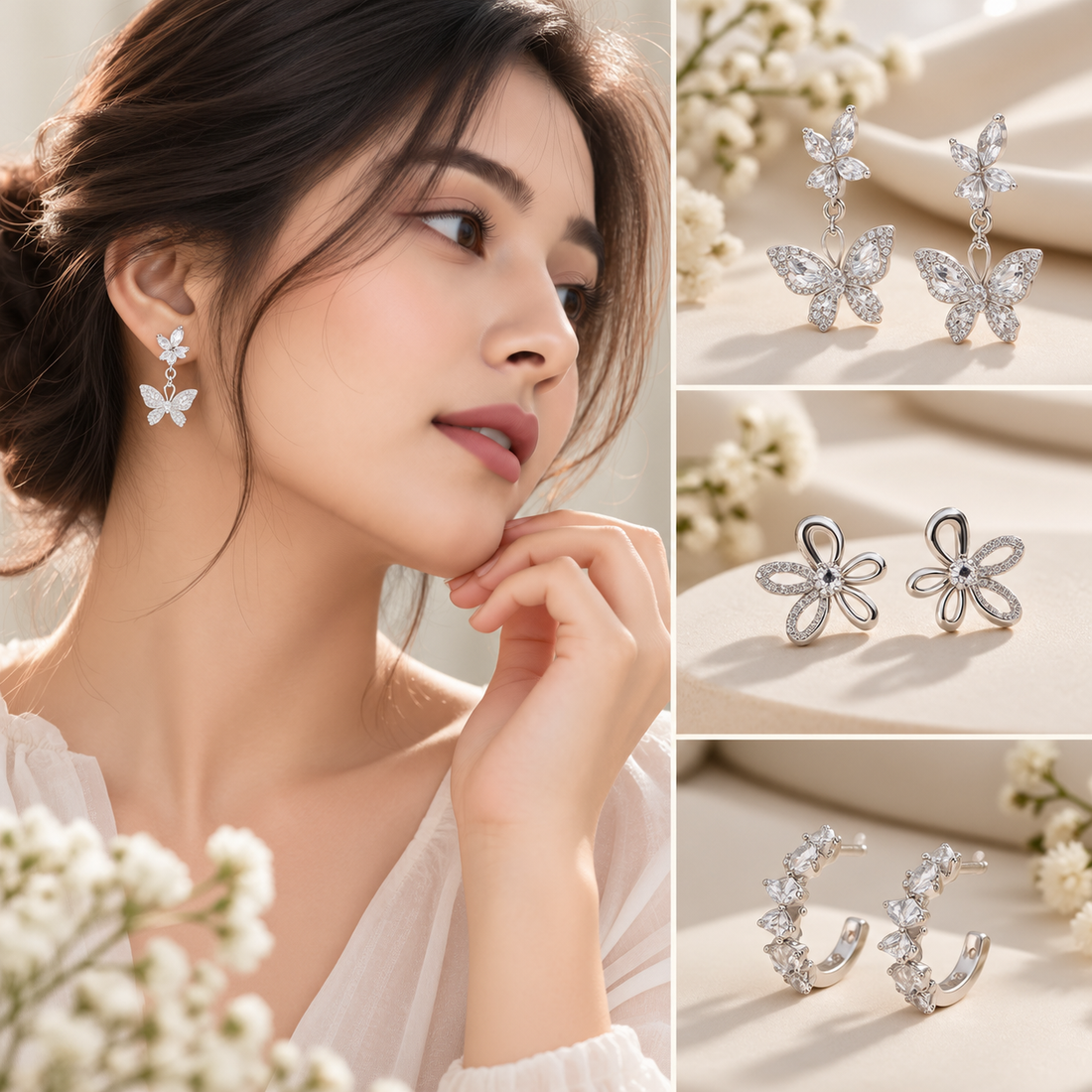 Korean jewelry for women featuring elegant minimalist earrings and modern jewellery styles