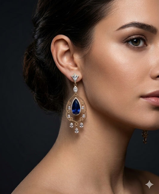 Royal Sapphire Charm Drop Earrings