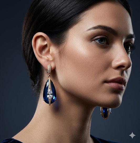 Midnight Sapphire Teardrop Earrings