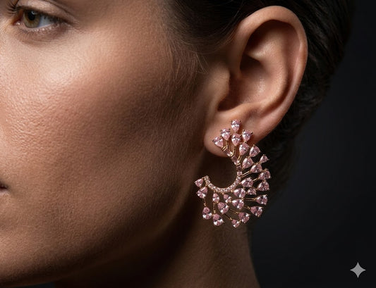 Crystal Crescent Statement Earrings