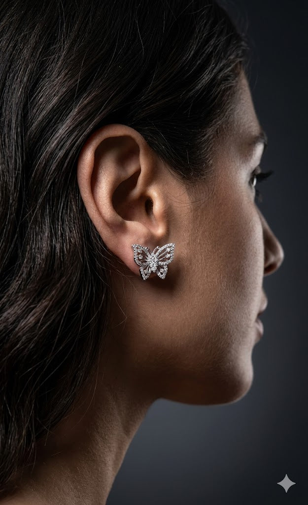 Golden Butterfly Stud Earrings