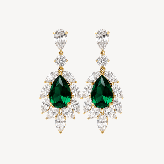 Emerald Teardrop Crystal Earrings