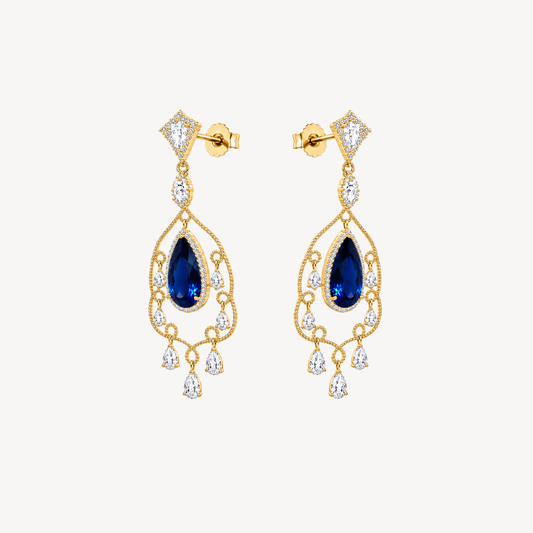 Royal Sapphire Charm Drop Earrings