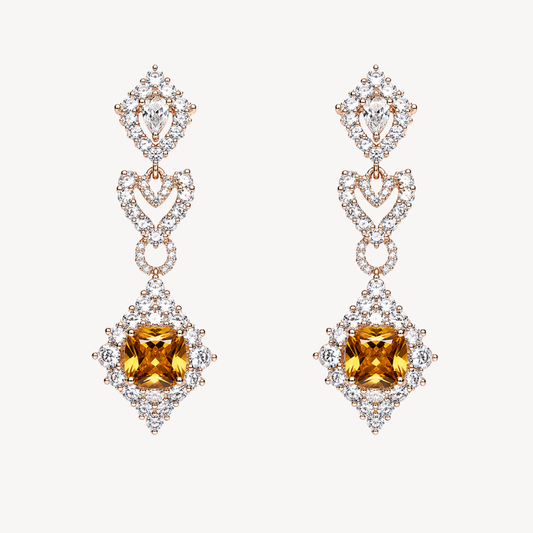 Golden Citrine Crystal Drop Earrings