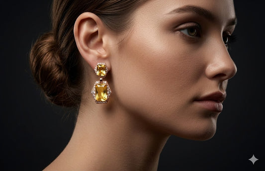 Golden Citrine Crystal Drop Earrings