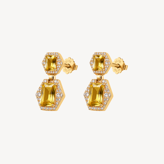 Golden Citrine Crystal Drop Earrings