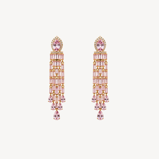 Golden Tassel Crystal Drop Earrings