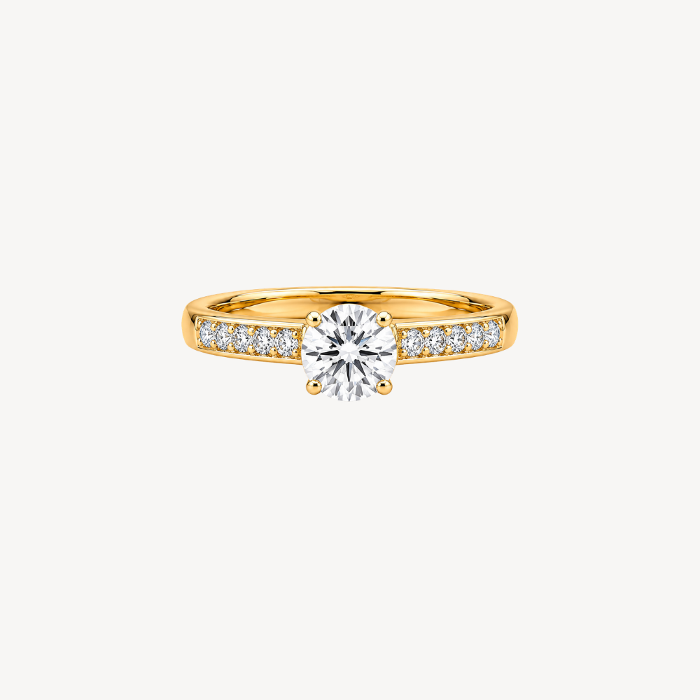 Golden Solitaire Crystal Ring