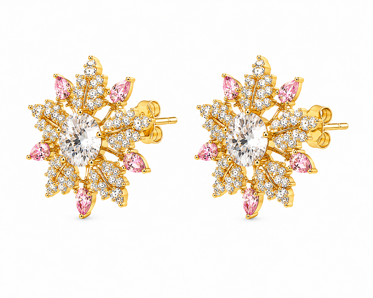 Golden Sunburst Stud Earrings
