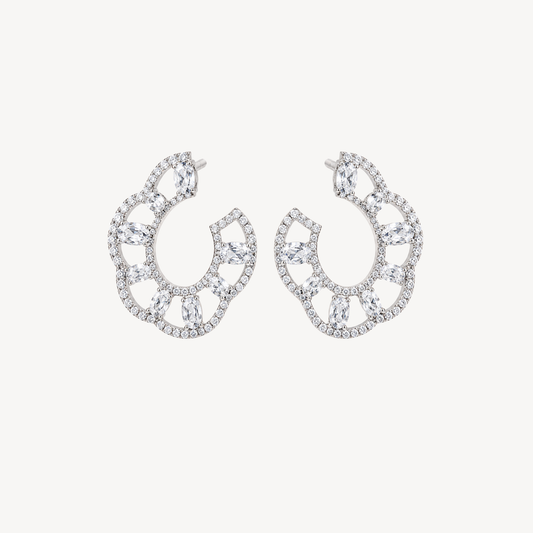 Floral Crystal Stud Earrings