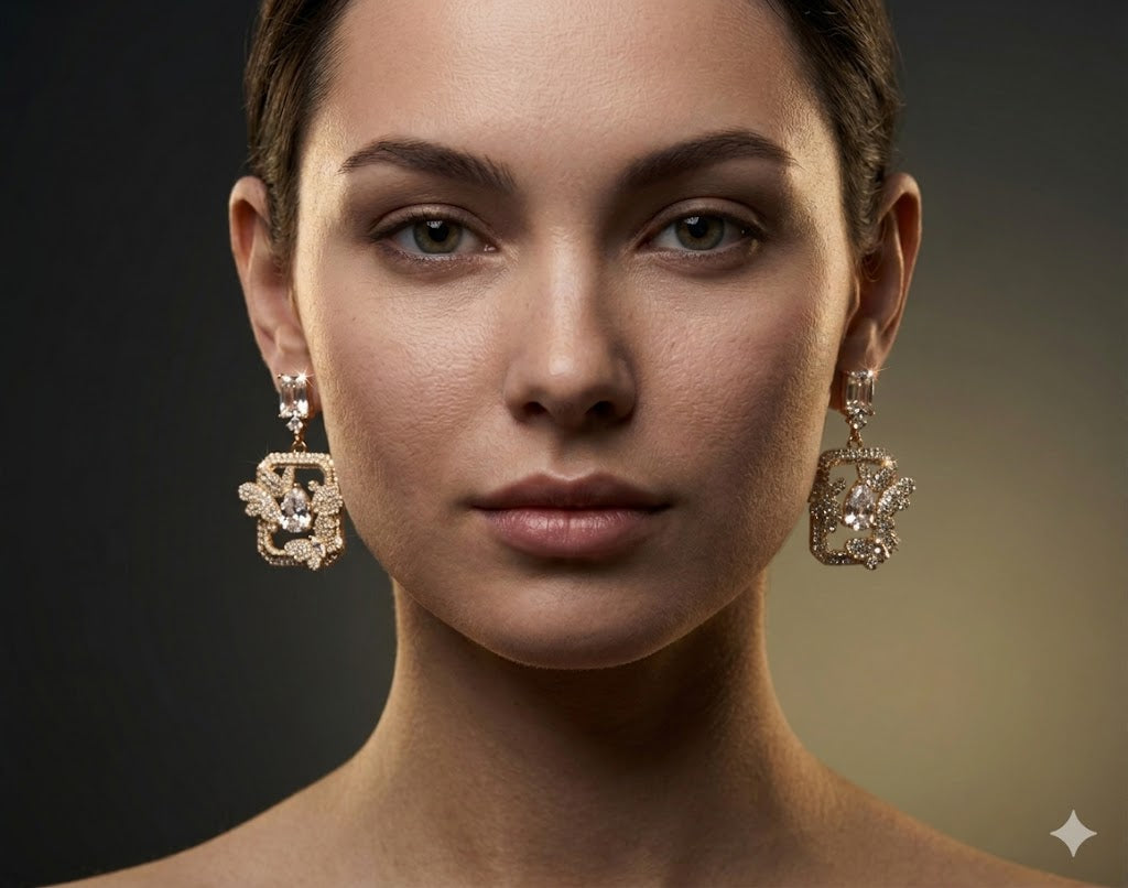 Golden Vintage Frame Drop Earrings