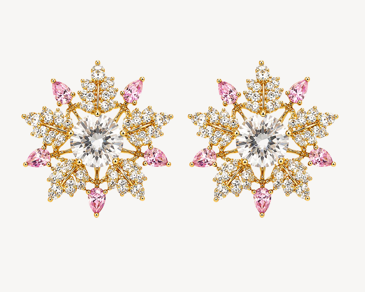 Golden Sunburst Stud Earrings