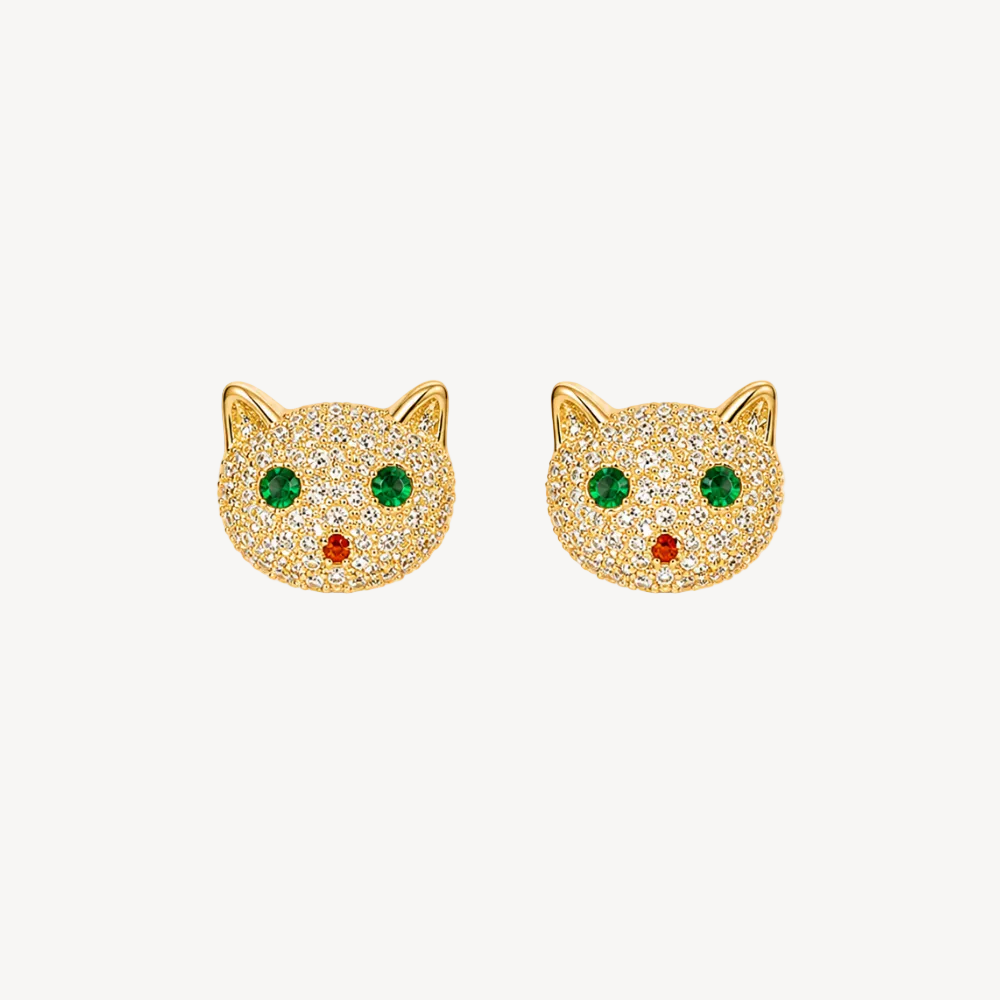 Playful Kitty Stud Earrings