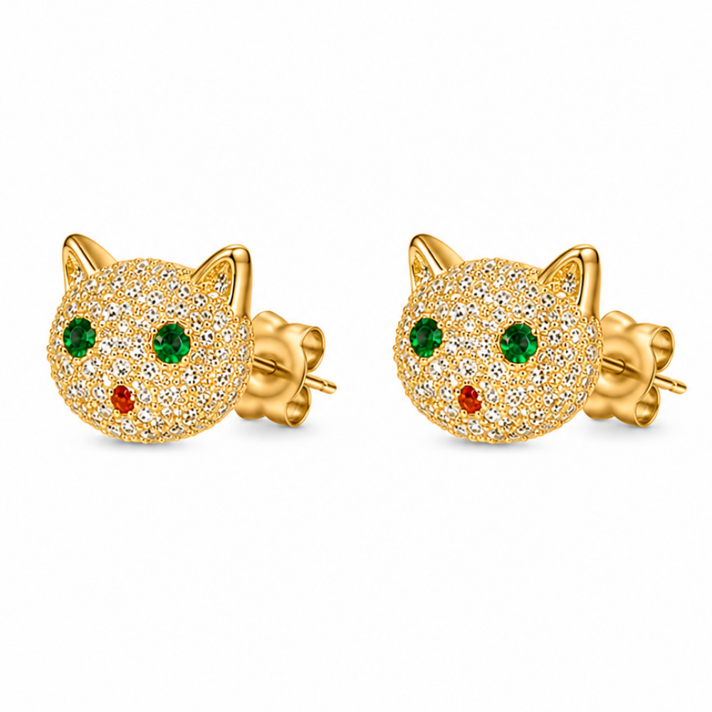 Playful Kitty Stud Earrings