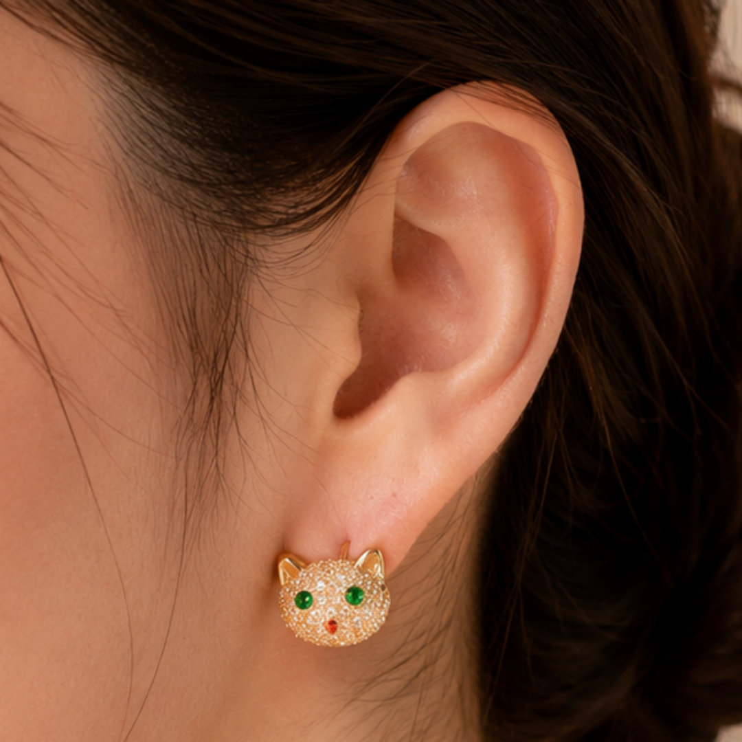 Playful Kitty Stud Earrings