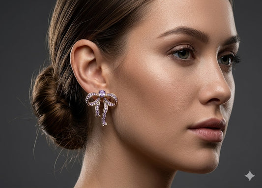 Golden Bow Stud Earrings