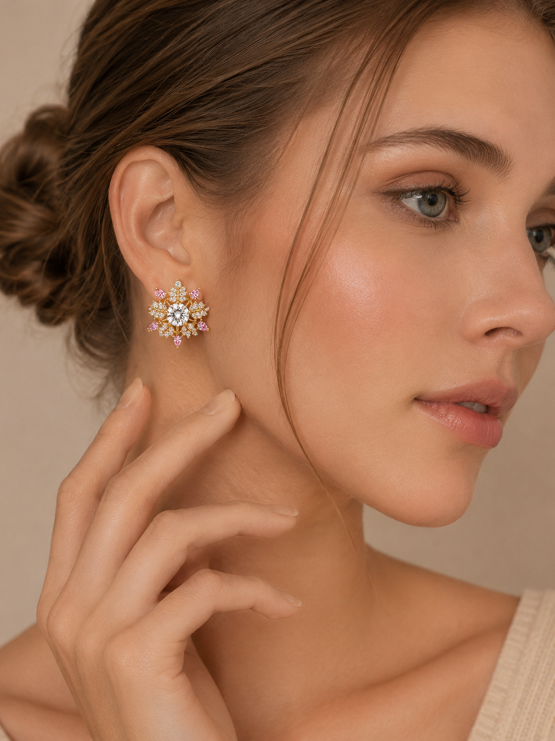 Golden Sunburst Stud Earrings