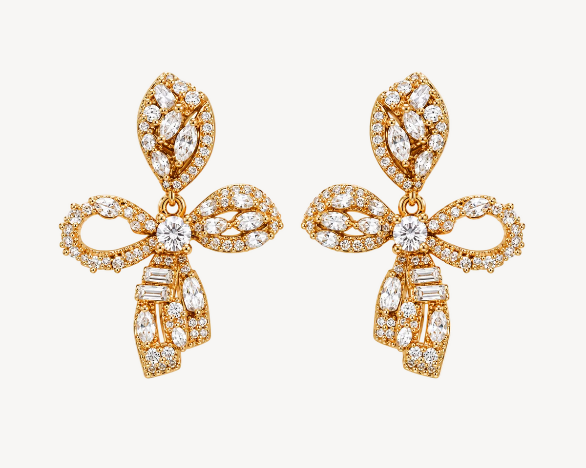 Golden Pearl Cluster Drop Earrings