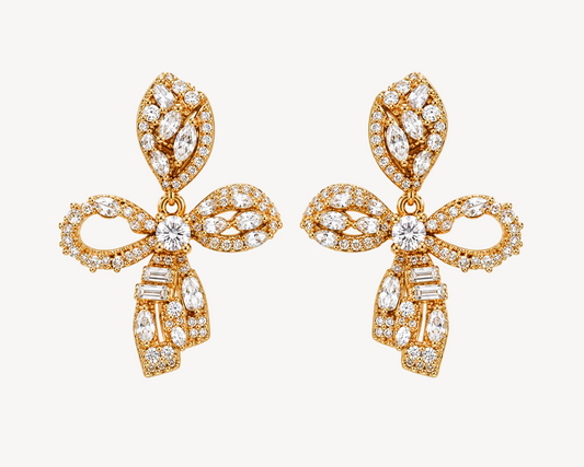 Golden Pearl Cluster Drop Earrings