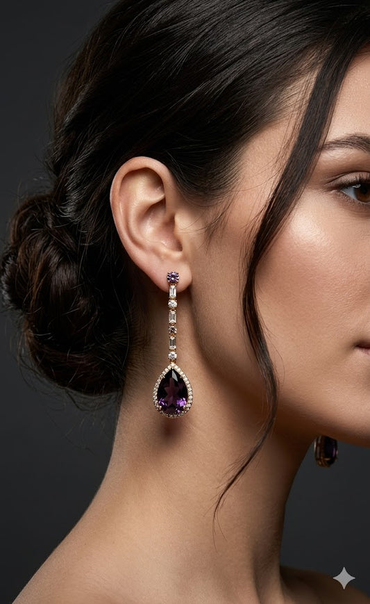 Midnight Teardrop Crystal Earrings