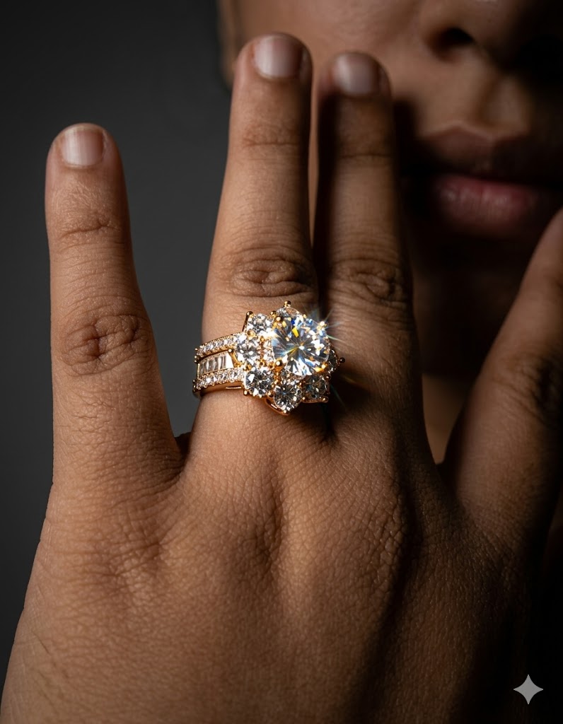 Floral Crystal Statement Ring