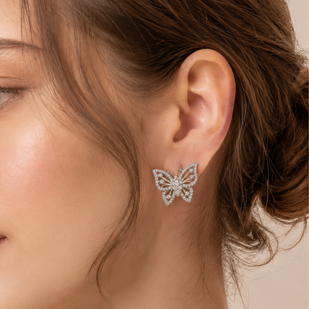 Golden Butterfly Stud Earrings
