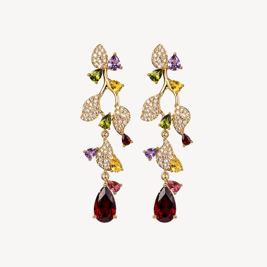 Golden Crystal Vine Drop Earrings