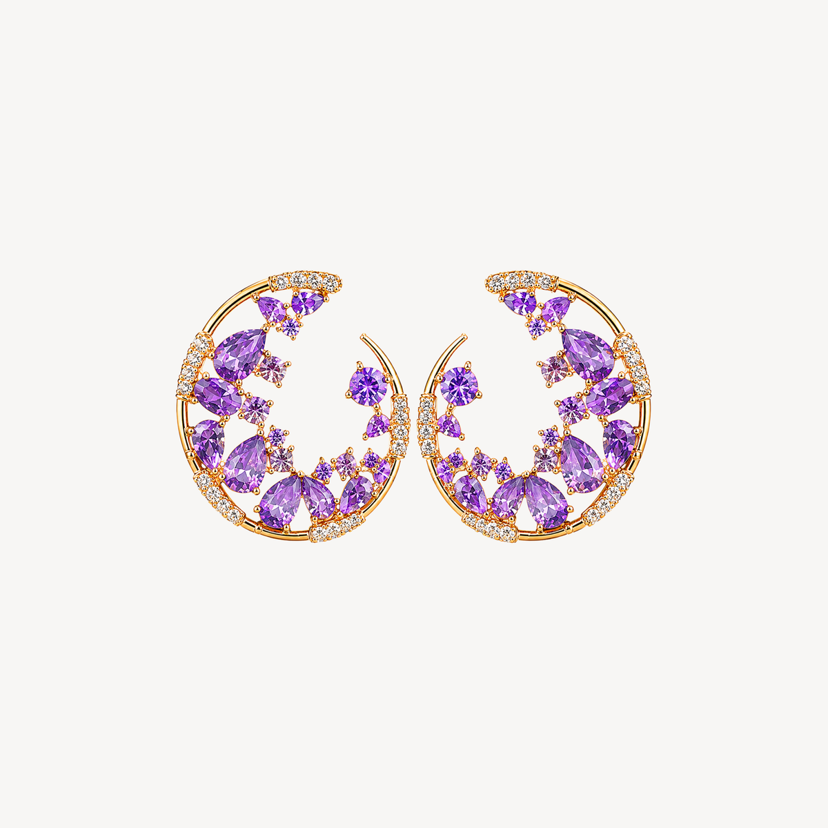 Amethyst Circle Statement Studs