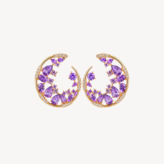 Amethyst Circle Statement Studs