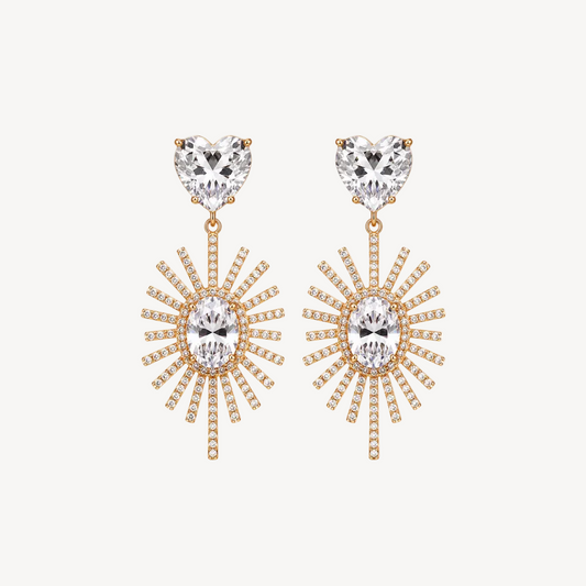 Golden Sunburst Statement Earrings