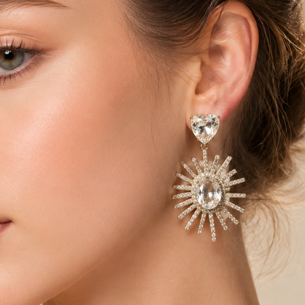 Golden Sunburst Statement Earrings