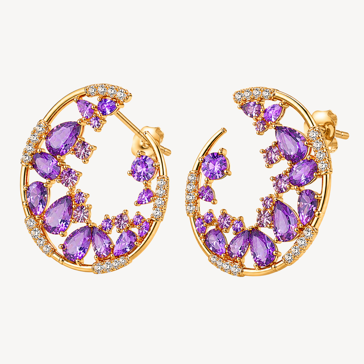 Amethyst Circle Statement Studs