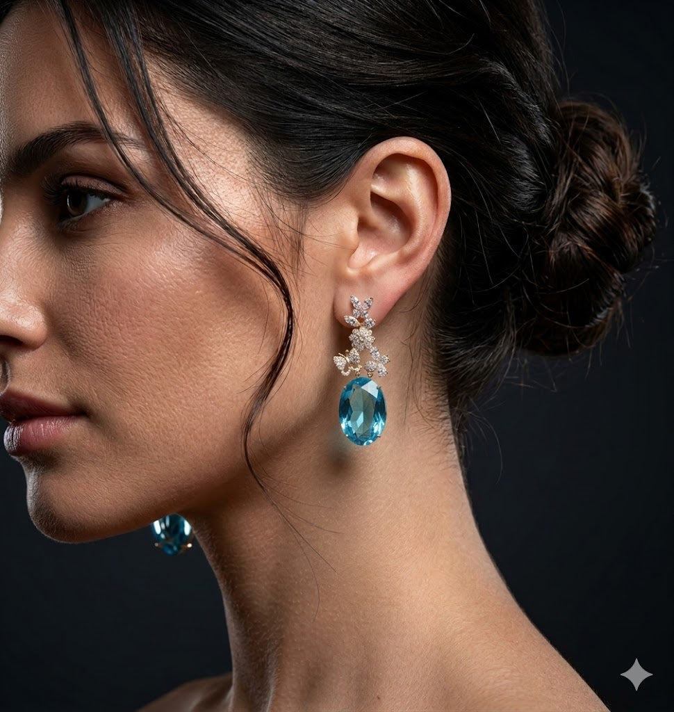 Ocean Blue Statement Drop Earrings