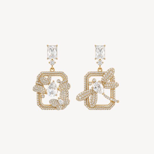 Golden Vintage Frame Drop Earrings