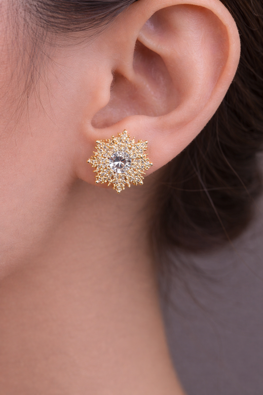 Golden Sunburst Stud Earrings