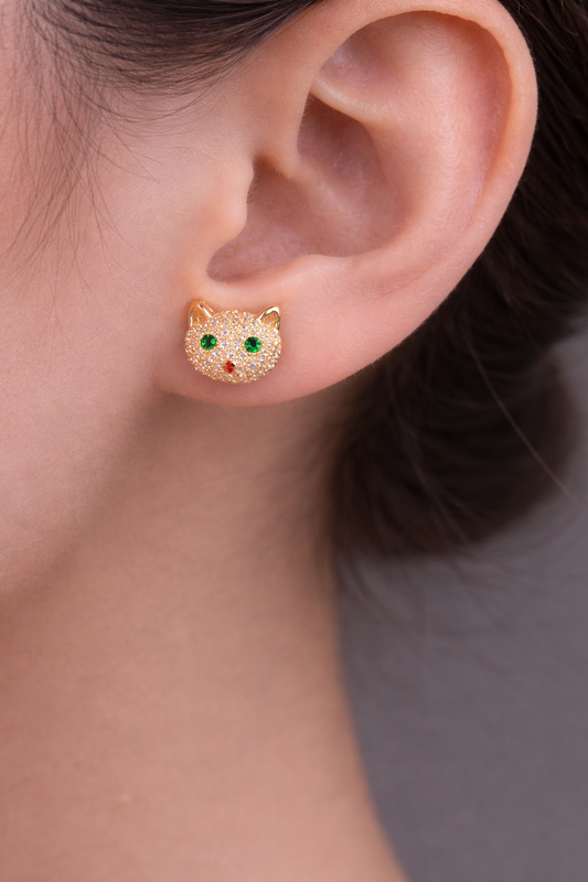 Playful Kitty Stud Earrings