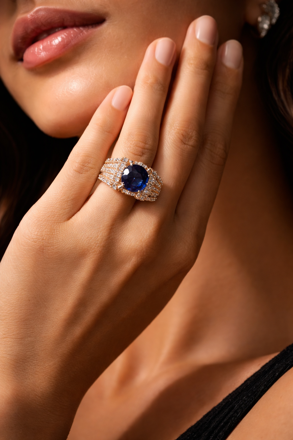Royal Sapphire Halo Ring