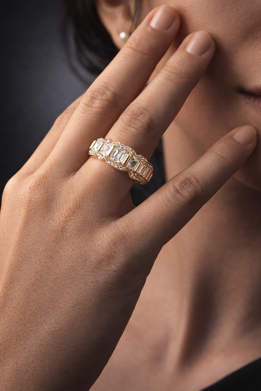 Triple Crystal Band Ring