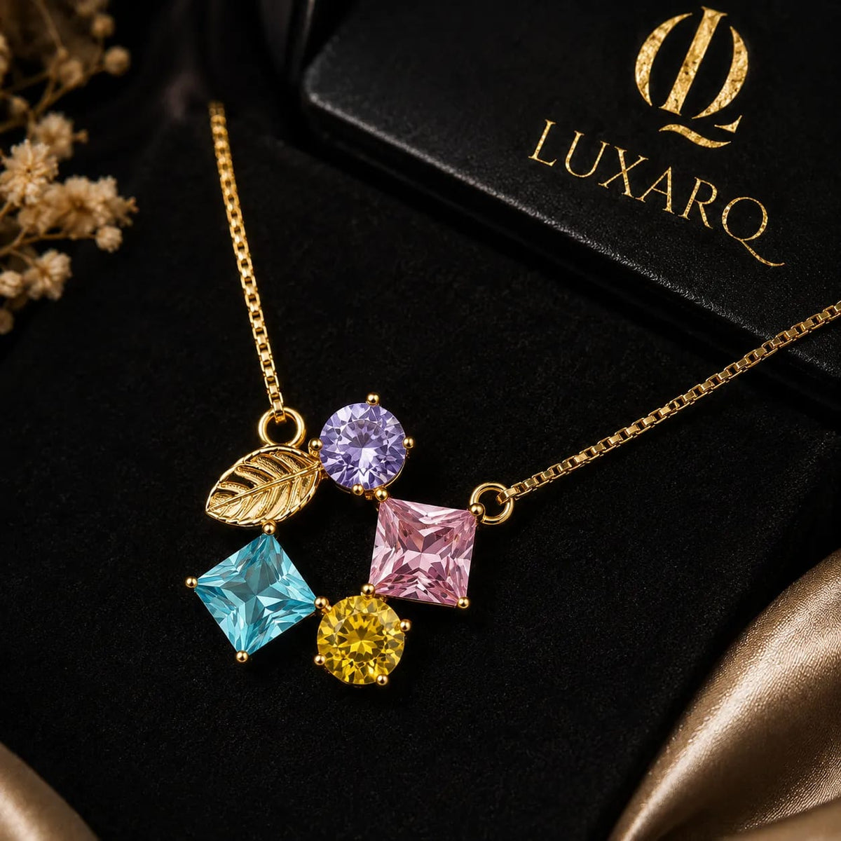 LUXARQ Multicolor Cubic Zirconia Pendant Necklace