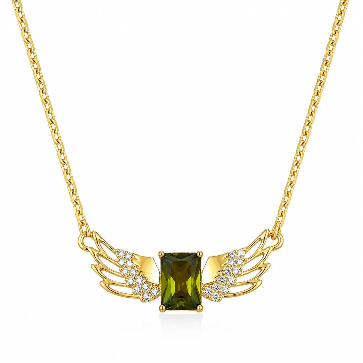 LUXARQ Winged Green Stone Gold Plated Fashion Necklace