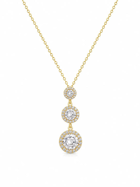 Aurelia Cubic Zirconia 3-Stone Drop Necklace