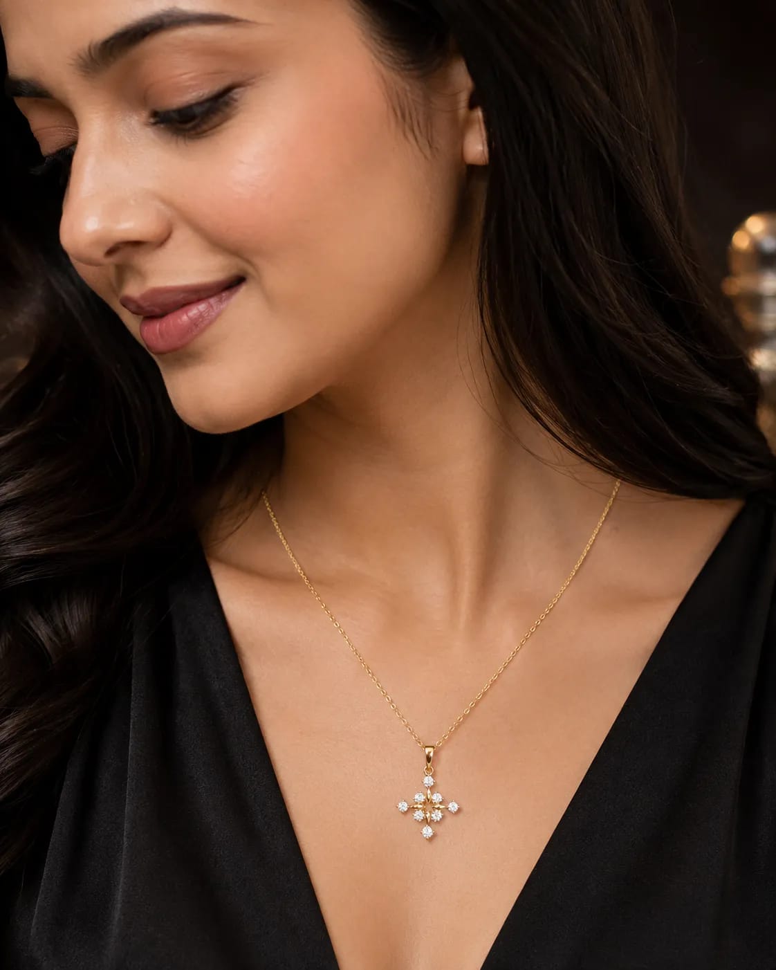 LUXARQ 18K Gold Plated Cross Pendant Necklace