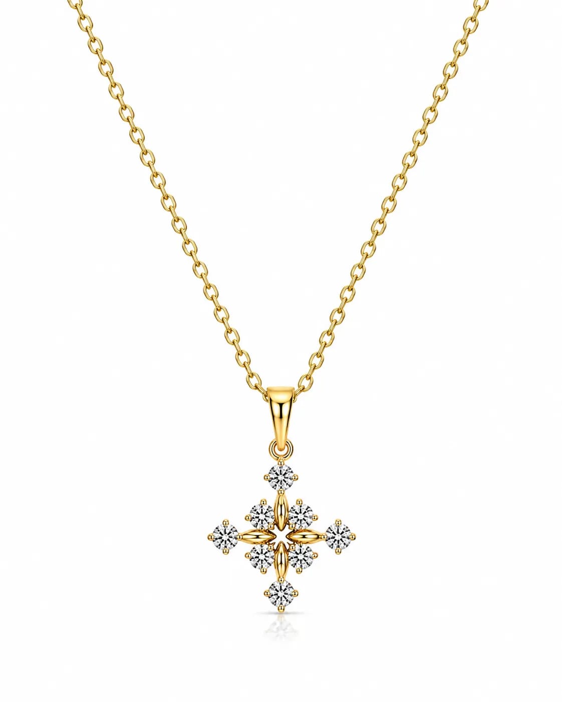 LUXARQ 18K Gold Plated Cross Pendant Necklace