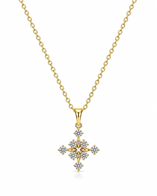 Celestine 18K Gold Plated Cross Pendant Necklace